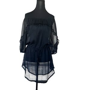 Victoria’s Secret Black Sheer Off-Shoulder Ruffle mini dress size S